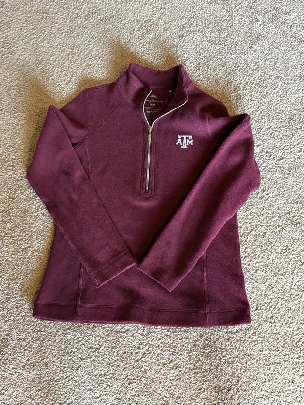 Tommy Bahama quarter zip maroon Texas A&M sweater